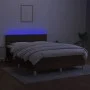 Boxspringbett mit LED-Matratze dunkelbrauner Stoff 140x200 cm von , Betten und Lattenroste - Ref: Foro24-3133720, Preis: 428,...