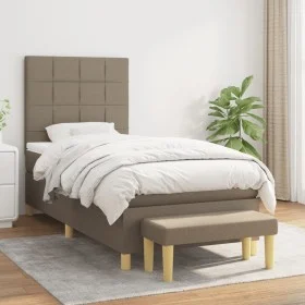 Box spring bed with taupe gray fabric mattress 80x200 cm by , Beds and slatted bases - Ref: Foro24-3137113, Price: 383,13 €, ...