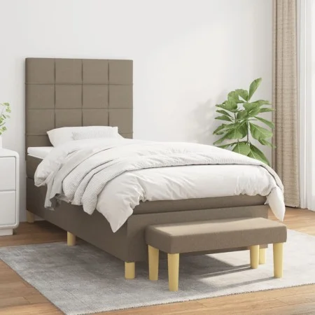 Box spring bed with taupe gray fabric mattress 80x200 cm by , Beds and slatted bases - Ref: Foro24-3137113, Price: 383,13 €, ...