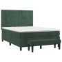 Cama box spring con colchón terciopelo verde oscuro 140x190 cm de , Camas y somieres - Ref: Foro24-3137842, Precio: 538,34 €,...