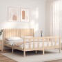 Bed frame with solid wood headboard 160x200 cm by , Beds and slatted bases - Ref: Foro24-3192956, Price: 153,43 €, Discount: %