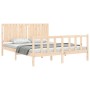 Bed frame with solid wood headboard 160x200 cm by , Beds and slatted bases - Ref: Foro24-3192956, Price: 153,43 €, Discount: %