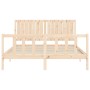 Bed frame with solid wood headboard 160x200 cm by , Beds and slatted bases - Ref: Foro24-3192956, Price: 153,43 €, Discount: %