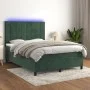 Box spring bed with mattress and LED dark green velvet 140x190cm by , Beds and slatted bases - Ref: Foro24-3136122, Price: 52...