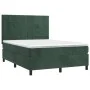 Box spring bed with mattress and LED dark green velvet 140x190cm by , Beds and slatted bases - Ref: Foro24-3136122, Price: 52...