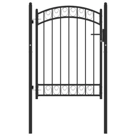 Puerta de jardín con arco superior acero negro 100x125 cm de , Puertas de jardín - Ref: Foro24-146369, Precio: 178,78 €, Desc...