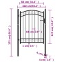 Puerta de jardín con arco superior acero negro 100x125 cm