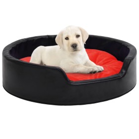 Cama de perros felpa y cuero sintético negro y rojo 79x70x19 cm