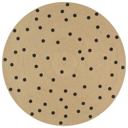 Hand-woven jute rug with polka dot print 120 cm by , Rugs - Ref: Foro24-133687, Price: 36,60 €, Discount: %