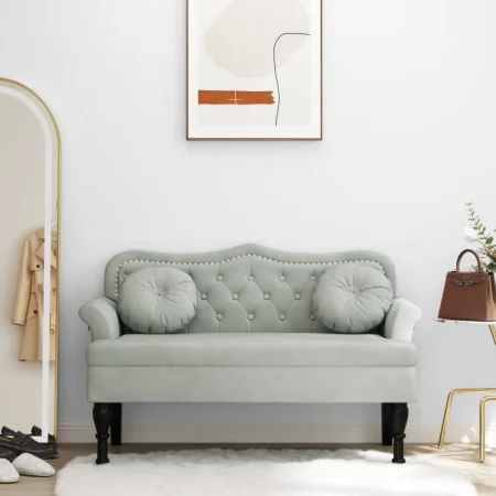 Banco con cojines terciopelo gris claro 120,5x65x75 cm de , Bancos - Ref: Foro24-372140, Precio: 194,43 €, Descuento: %