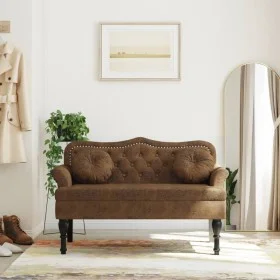 Banco con cojines ante sintético marrón 120,5x65x75 cm by , Banks - Ref: Foro24-372149, Price: 214,44 €, Discount: %