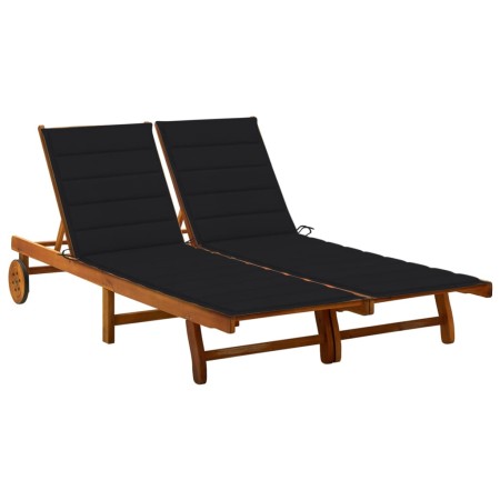 Tumbona de jardín 2 personas y cojines madera maciza de acacia by , Loungers - Ref: Foro24-3061381, Price: 401,53 €, Discount: %