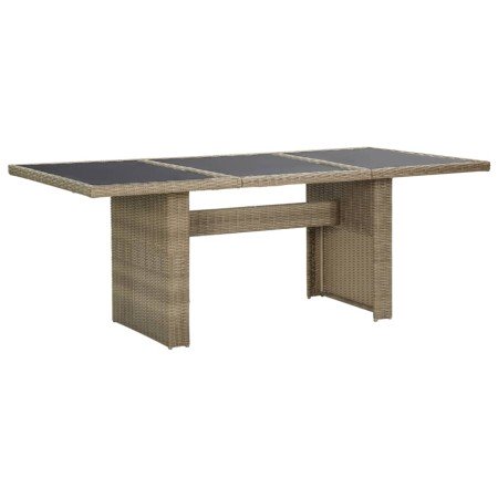 Mesa de comedor jardín vidrio y ratán PE marrón 200x100x74 cm en Mesas de jardín | Comprar online en Foro24