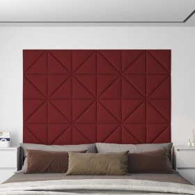 Paneles de pared 12 uds tela rojo tinto 30x30 cm 0,54 m²