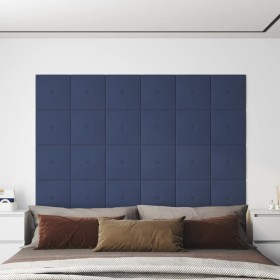 Paneles de pared 12 uds tela azul 30x30 cm 1,08 m²