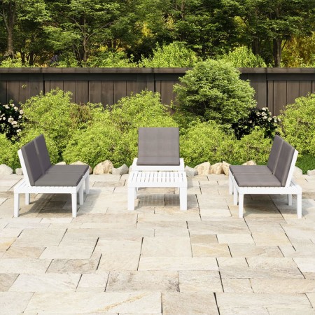 4-teiliges Gartenmöbel-Set mit weißen Kunststoffkissen von , Gartensets - Ref: Foro24-3059835, Preis: 340,60 €, Rabatt: %
