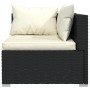 Set de muebles de jardín 4 pzas y cojines ratán sintético negro