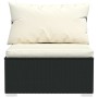 Set de muebles de jardín 4 pzas y cojines ratán sintético negro
