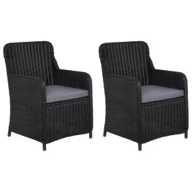 Garden chairs with cushions 2 units black synthetic rattan by vidaXL, Garden chairs - Ref: Foro24-44146, Price: 251,60 €, Dis...