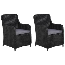 Sillas de jardín con cojines 2 unidades ratán sintético negro de vidaXL, Sillas de jardín - Ref: Foro24-44146, Precio: 268,73...