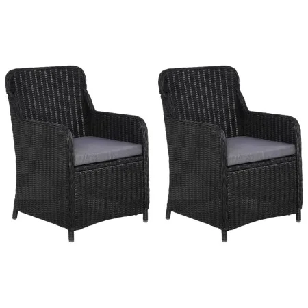 Sillas de jardín con cojines 2 unidades ratán sintético negro de vidaXL, Sillas de jardín - Ref: Foro24-44146, Precio: 251,60...