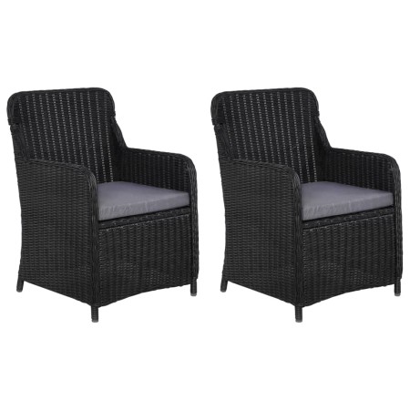 Sillas de jardín con cojines 2 unidades ratán sintético negro de vidaXL, Sillas de jardín - Ref: Foro24-44146, Precio: 268,73...