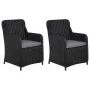 Garden chairs with cushions 2 units black synthetic rattan by vidaXL, Garden chairs - Ref: Foro24-44146, Price: 255,09 €, Dis...