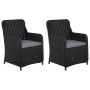 Gartenstühle mit Kissen, 2 Stück, schwarzes synthetisches Rattan von vidaXL, Gartenstühle - Ref: Foro24-44146, Preis: 268,73 ...