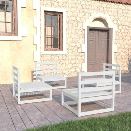 Set de salón de jardín de 4 piezas blanco madera maciza pino de , Conjuntos de jardín - Ref: Foro24-3075260, Precio: 283,31 €...