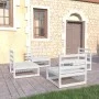Set de salón de jardín de 4 piezas blanco madera maciza pino de , Conjuntos de jardín - Ref: Foro24-3075260, Precio: 283,31 €...