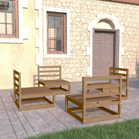 Muebles de jardín 4 pzas y cojines marrón miel madera pino de , Conjuntos de jardín - Ref: Foro24-3075262, Precio: 253,75 €, ...