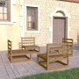 Muebles de jardín 4 pzas y cojines marrón miel madera pino de , Conjuntos de jardín - Ref: Foro24-3075262, Precio: 253,75 €, ...