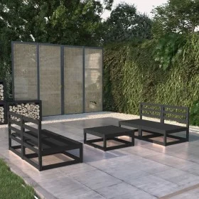 5-piece garden furniture set with black pine wood cushions by , Garden sets - Ref: Foro24-3075243, Price: 306,31 €, Discount: %