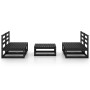 5-teiliges Gartenmöbel-Set mit Kissen aus schwarzem Kiefernholz von , Gartensets - Ref: Foro24-3075243, Preis: 310,32 €, Raba...