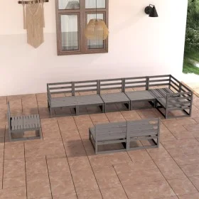 Gartenmöbel-Set 9-teilig, graues massives Kiefernholz von , Gartensets - Ref: Foro24-3075636, Preis: 643,01 €, Rabatt: %