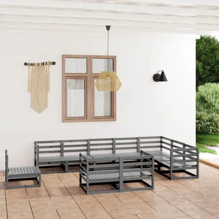Garden furniture 10 pieces gray solid pine wood by , Garden sets - Ref: Foro24-3075816, Price: 700,55 €, Discount: %