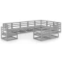 Garden furniture 10 pieces gray solid pine wood by , Garden sets - Ref: Foro24-3075816, Price: 700,55 €, Discount: %