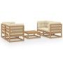 Juego de muebles de jardín 5 pzas y cojines madera pino maciza de , Conjuntos de jardín - Ref: Foro24-3076307, Precio: 570,70 €
