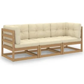 3-seater garden sofa with solid pine wood cushions by , Outdoor sofas - Ref: Foro24-3076372, Price: 342,81 €, Discount: %