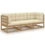 3-seater garden sofa with solid pine wood cushions by , Outdoor sofas - Ref: Foro24-3076372, Price: 342,81 €, Discount: %