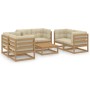 7-piece garden furniture set with solid pine wood cushions by , Garden sets - Ref: Foro24-3076497, Price: 825,97 €, Discount: %