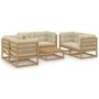 7-piece garden furniture set with solid pine wood cushions by , Garden sets - Ref: Foro24-3076497, Price: 825,97 €, Discount: %