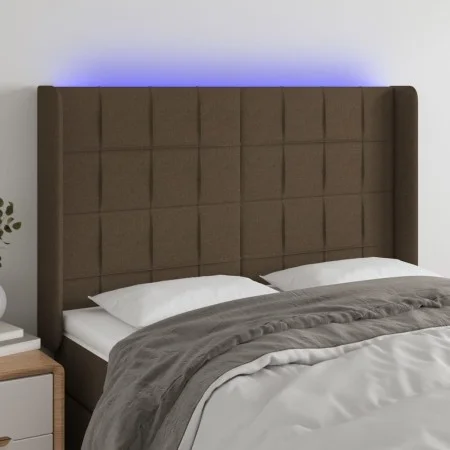 Kopfteil mit LED aus dunkelbraunem Stoff 147x16x118/128 cm von , Kopf- und Fußteile - Ref: Foro24-3124049, Preis: 132,91 €, R...