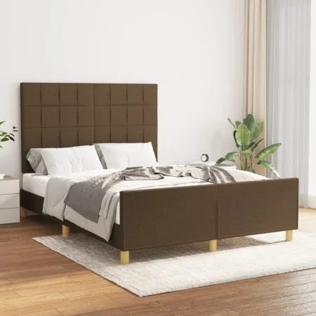 Dark brown fabric bed frame with headboard 140x190cm by , Beds and slatted bases - Ref: Foro24-3125052, Price: 218,33 €, Disc...
