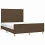 Dark brown fabric bed frame with headboard 140x190cm by , Beds and slatted bases - Ref: Foro24-3125052, Price: 218,33 €, Disc...
