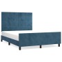 Dark blue velvet bed frame with headboard 140x200 cm by , Beds and slatted bases - Ref: Foro24-3125761, Price: 190,28 €, Disc...