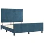 Estructura cama con cabecero terciopelo azul oscuro 140x200 cm de , Camas y somieres - Ref: Foro24-3125761, Precio: 205,69 €,...