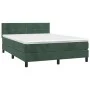 Box spring bed with mattress and LED dark green velvet 140x190cm by , Beds and slatted bases - Ref: Foro24-3134402, Price: 45...
