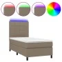 Box spring bed with mattress and LED lights taupe gray fabric 90x200 cm by , Beds and slatted bases - Ref: Foro24-3134849, Pr...