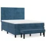 Box spring bed with dark blue velvet mattress 140x190 cm by , Beds and slatted bases - Ref: Foro24-3137843, Price: 543,65 €, ...